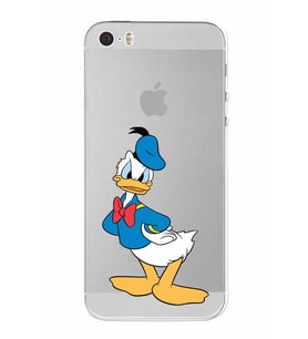 Apple iPhone 5 Uyumlu Kamera Korumalı Tıpalı  Kapak Donald Duck TasarımlıŞeffaf Kılıf