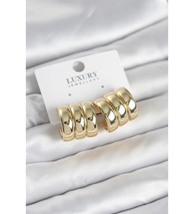 Pirinç Gold Renk Üçlü Görünüm Kadın Küpe 5886 - HPSBYI1524-2494
