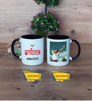 Optisyen Kupa Bardak Siyah Fotoğraflı Tıp Bayramı Hediyesi Optisyenler Günü Hediyesi