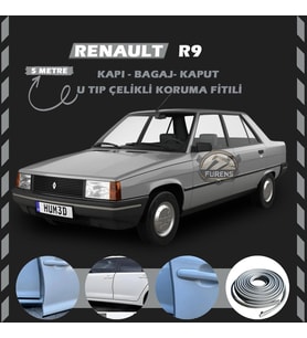 Renault R9 Oto Araç Kapı Koruma Fitili 5metre Parlak Gri Renk