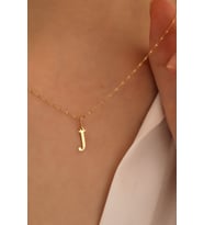 14 Ayar Altın İnce Aynalı Zincir J Harfi Plaka Kolye (Sarı)