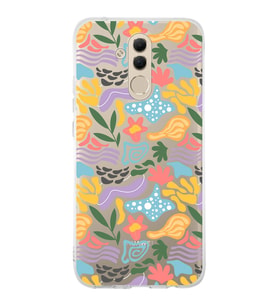 Huawei Mate 20 Lite ile Uyumlu 1mm Kapak Memphis Desen Tasarımlı Şeffaf Silikon Kılıf