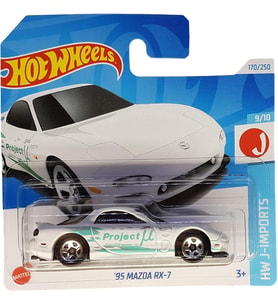 Hot Wheels - ´95 Mazda Rx-7 - Hw J-Imports 9/10 - Htc46 - Short Card - Project M - Beyaz - Mattel 20 (Çok Renkli)