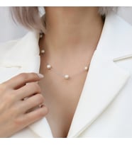 925 Ayar Gümüş Creamrose Tatlısu İncisi Kolye-8mm