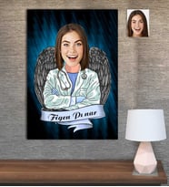 Kişiye Özel Karikatür Baskılı Ahşap Tablo Doktor Kadın-10 30x40