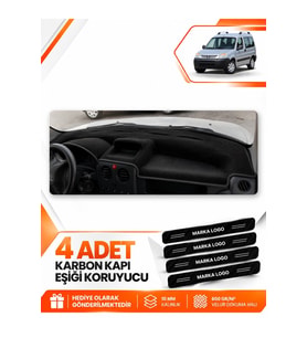 PEUGEOT PARTNER (2002-2008) Uyumlu Ön Torpido Koruma Kılıfı Halısı - Siyah