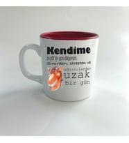 Kendime Pozitif Bir Gün Diliyorum Baskılı Kırmızı Multi Kupa