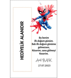 Kişiye Özel Doğum Günü Kahve Kartı Spiderman 9x15 cm 50 Adet