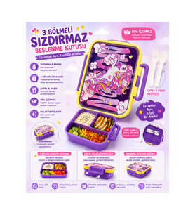 3 BÖLMELİ SIZDIRMAZ KAPAKLI BESLENME KABI 1000ml ÇATAL KAŞIK