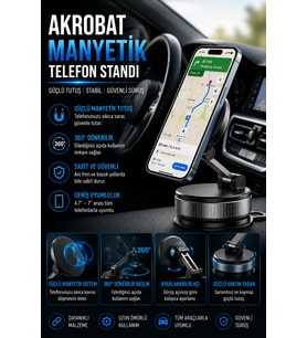 360° Döner Katlanabilir Manyetik Araç Telefon Standı
