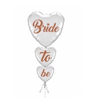 3Lü Bride To Be Beyaz Kalp Folyo Balon