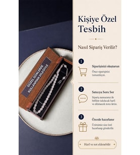 Kişiye Özel Kedi Gözü Tesbih Ahşap Kutulu Harf ve Not