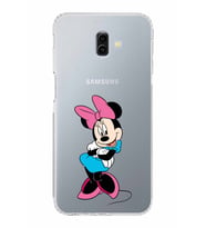 Samsung Galaxy J6 Plus  Kamera Korumalı Kapak Minnie Mouse Tasarımlı  Şeffaf  Kılıf