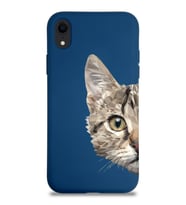 Apple iPhone XR Uyumlu Lansman Kılıf Catface Tasarımlı Altı Kapalı İçi Kadife Kaplı Silikon Kapak (Şeffaf)