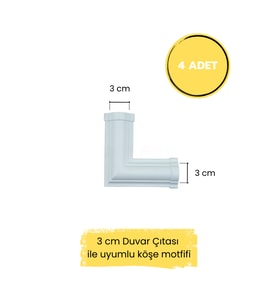 Dekoratif Polimer Boyanabilir 3 Cm Duvar Çıtası Uyumlu Köşe Motifi