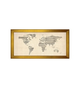Harita Temalı Kanvas Tablo 50 x 70 cm Gold Çerçeve