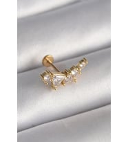 316L Çelik Gold Renk Zirkon Taşlı Tragus Piercing