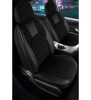 Chery Tiggo 7 Pro Luxury Uyumlu Lüx Yarı Deri Oto Koltuk Kılıfı Ön Arka Takım Chester Serisi SİYAH BEYAZ