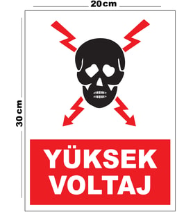 Metal Yüksek Voltaj 20cm x 30cm A4 Büyüklüğünde Uyarı Levhası Yönlendirme Tabelası
