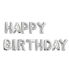 Happy Birthday Gümüş Harfler Folyo Balon