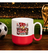 BK Gift Türkiye Taraftar Temalı Dünya Futbol Kupası Tasarımlı Kırmızı Joyful Kupa Bardak-8 Tek Yürek Milli Takım Ruhu