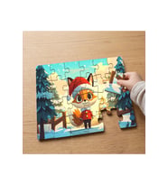 Karlı Ormanda Noel Tilkisi Tasarımlı 24 Parça Ahşap Çocuk Puzzle MPK0146