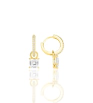 Gümüş altın yaldızlı baget kesim zirkon taşlı halka küpe SGTL12250GOLD