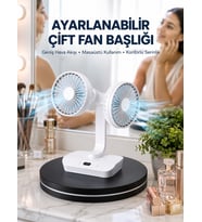 Ayarlanabilir Hızlı Çift Başlıklı Masaüstü Fan – Gece Lambalı Serinletici