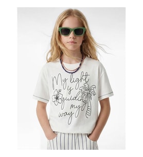 Koton Nakışlı Beyaz Kız Çocuk T-Shirt 6SKG10119AK