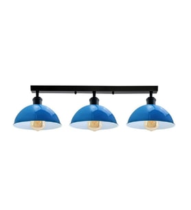 RİOLİHGT RETRO,MODERN,VİNTAGE AÇIK MAVİ BAŞLIK 3XE27 METAL PLOFONYER SIRALI AVİZE TABAN UZUNLUK:60CM
