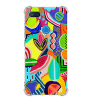 PrintiFy Xiaomi Mi 8 Lite Uyumlu Retro Color 6 Baskılı Şeffaf Köşe Korumalı Antişok Kılıf