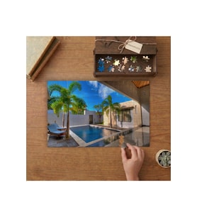 Lüks Havuz- Palm Ağaçları Tasarımı 240 parça Ahşap Puzzle Ahşap Kutuda MP00318