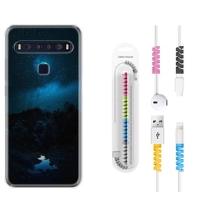TCL 10L 10 Plus 10SE 20E 20SE 30SE L7 Kılıf Kablo Koruma Spiral Silikon Gece 1633