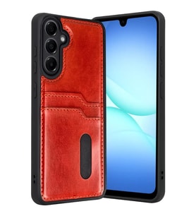 Northcity Samsung Galaxy A37 5G Uyumlu Sara Kartvizitli Deri Kılıf - Kırmızı