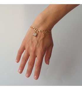 Gurmet Zincir Model Kilit Detaylı Gold Bileklik