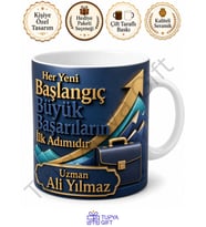 Yeni İşe Başlama Hediyesi Kişiye Özel Baskılı Kupa Bardak Motivasyon Hediyesi