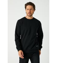 Erkek Siyah Basic 2 İplik Bisiklet Yaka Regular Fit Normal Kesim Sweatshirt 