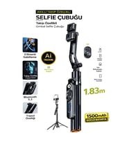 1500 mAh 183 cm Aİ Takip Özellikli Gimbal Tripod Selfie Çubuğu Bluetooth Kumandalı - Siyah