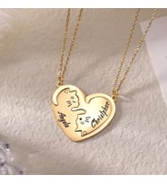 Kişiye Özel 925 Ayar Gümüş Çift Sevgili Kedi İsim Kolye (Gold)