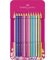 Faber Castell 12 Renk Kuru Boya Pembe Metal Kutu
