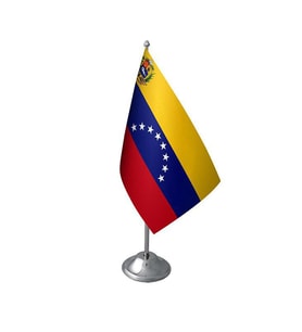 Masa Üstü Venezuella Bayrağı Krom Direk Masa Bayrak Seti