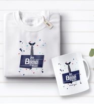 BK Gift Kişiye Özel İlk Babalar Günü Tasarımlı Beyaz Tişört ve Kupa Seti-1 (Model 1)
