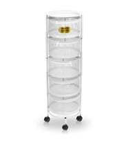 River World Tekerlekli Rengi Beyaz Açılabilen 5 Katlı Çok Amaçlı Metal Raf Mutfak, Balkon, Kiler