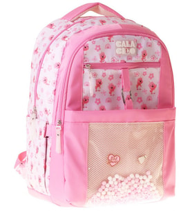Calacilo Tiny Ayıcık Baskılı Pembe Kız Çocuk İlkokul Okul Sırt Çantası - Dört Bölmeli - C4062