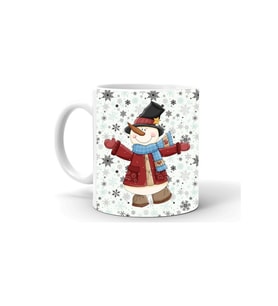 Yılbası Noel Temalı Baskılı Seramik Beyaz Kupa