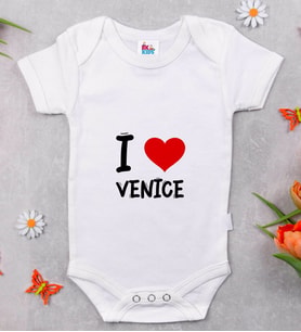 BK Kids I Love Venice Tasarımlı Bebek Body Zıbın - Model 1