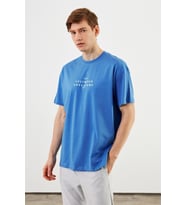Leo Erkek Oversize Tshirt %100 Pamuk Bisiklet Yaka Baskı Detaylı Basic Tişört MTLCE82