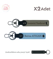 Sevgiliye Doğum Günü Armağanı, İsimli 2’li Anahtarlık Hediye Takımı, Kül Gri-Gök Mavi-Siyah