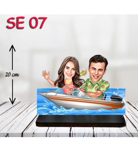 Kişiye Özel Ahşap Biblo - Jetski Kullanan Çift
