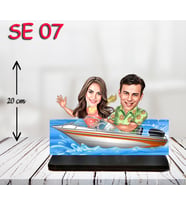 Kişiye Özel Ahşap Biblo - Jetski Kullanan Çift